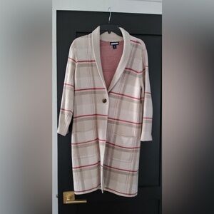 Lands' End Beige and Red Plaid Blazer